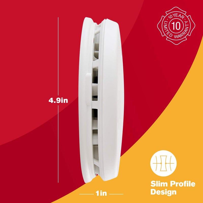 First Alert Slim Photoelectric Smoke Alarm with 10-Year Sealed Battery, PR710, White - Image 3