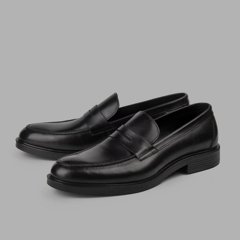 Brio College Loafer Shoes Plain - BLACK