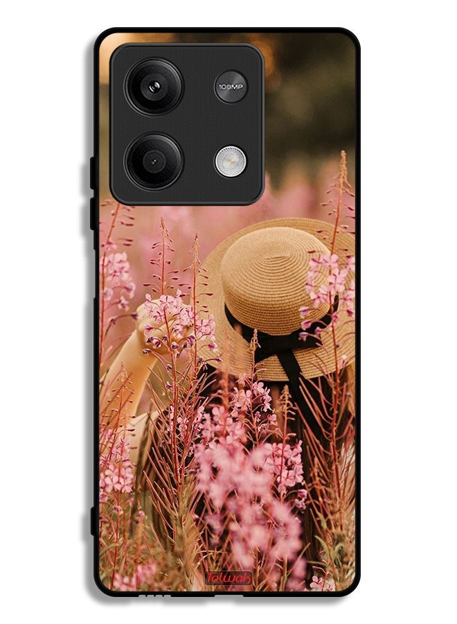 Tolwak Xiaomi Redmi Note 13 Protective Case Cover Hat Girl In Flowers - Image 1