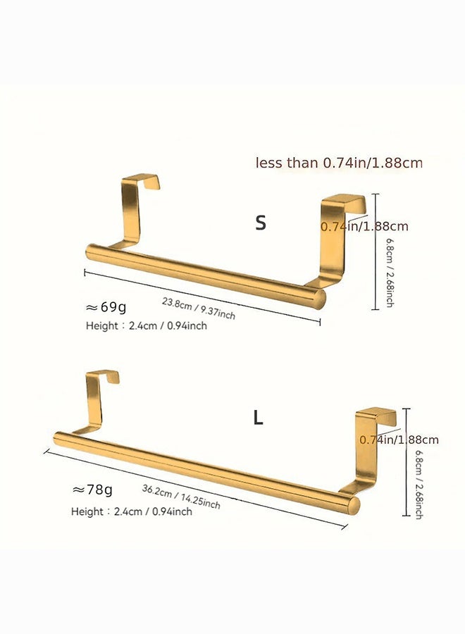 بيلانو طقم 2 حاملات مناشف ذهبية من الفولاذ المقاوم للصدأ لتعليق المناشف فوق باب الخزانة للمطبخ والحمام - Image 2