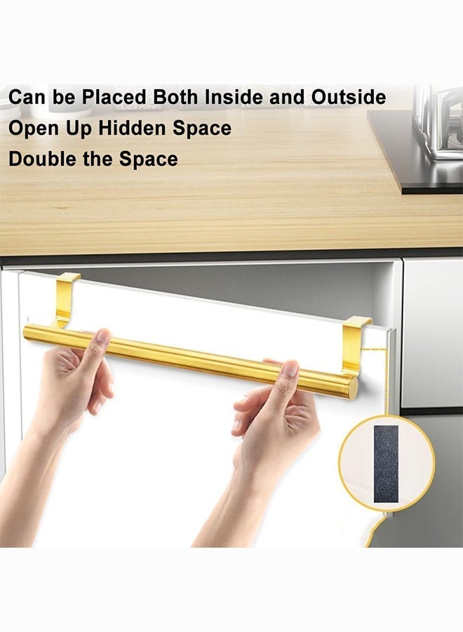 BELANO 2 Pack Over Cabinet Door Towel Bars with Hooks Stainless Steel Gold Towel Holders Kitchen Bathroom Organizer - Image 4