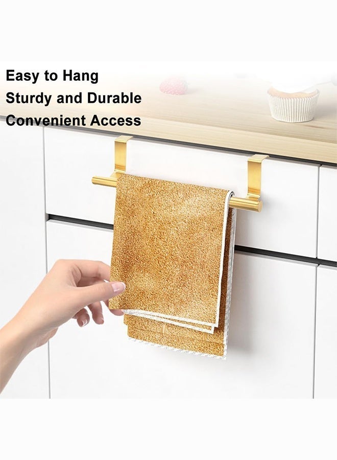 BELANO 2 Pack Over Cabinet Door Towel Bars with Hooks Stainless Steel Gold Towel Holders Kitchen Bathroom Organizer - Image 5