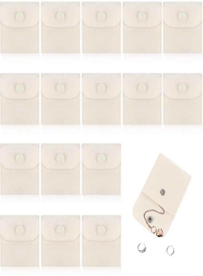VIOCIWUO 20PCS Velvet Jewelry Pouches with Snap Button, Small Microfiber Velvet Jewelry Bag for Storing Ring Bracelets Necklaces Earring(Beige) - Image 1