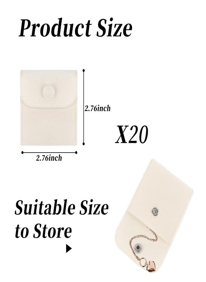 VIOCIWUO 20PCS Velvet Jewelry Pouches with Snap Button, Small Microfiber Velvet Jewelry Bag for Storing Ring Bracelets Necklaces Earring(Beige) - Image 2