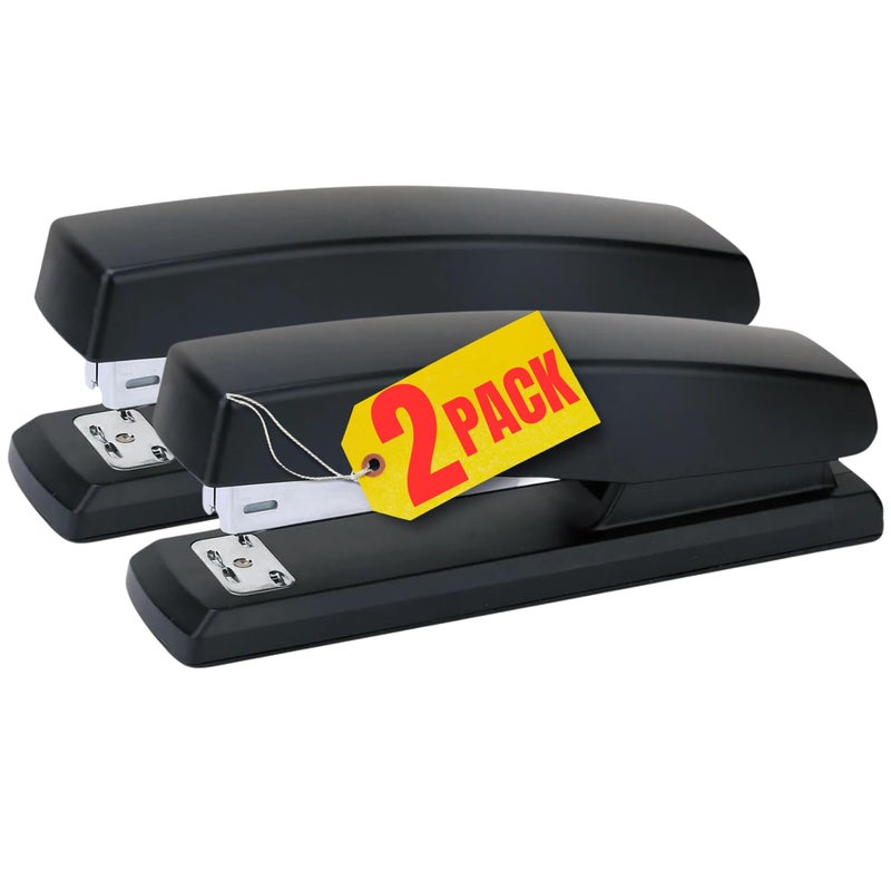 1InTheOffice Office Stapler for Desk Heavy Duty Desk Stapler Black 20 Sheets Capacity2 Pack