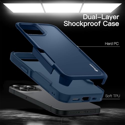 KARWAN Shockproof Back Case Cover Compatible with iPhone 16, Heavy Duty Case with 360 Degree Camera Protection, Dual Layer Rugged Bumper Protection Cover with Matte Finish (Blue) - Image 2