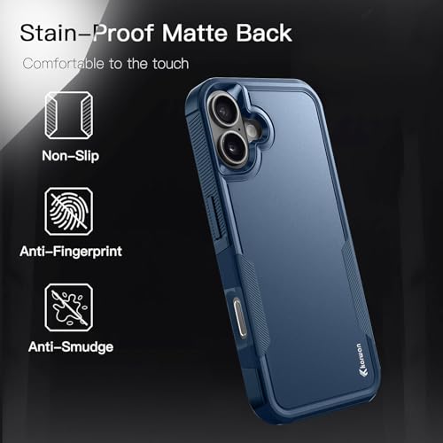 KARWAN Shockproof Back Case Cover Compatible with iPhone 16, Heavy Duty Case with 360 Degree Camera Protection, Dual Layer Rugged Bumper Protection Cover with Matte Finish (Blue) - Image 3