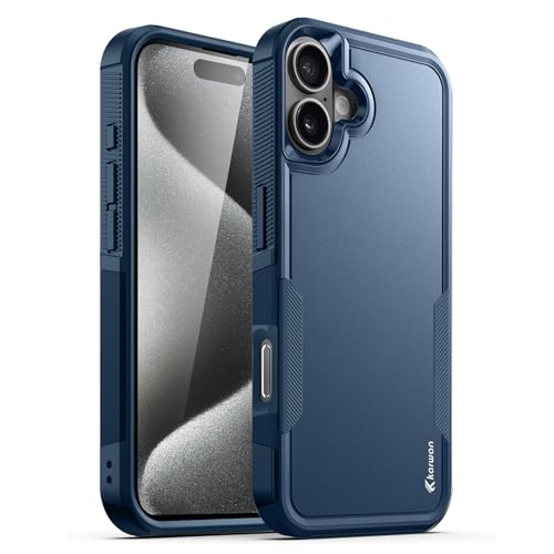 KARWAN Shockproof Back Case Cover Compatible with iPhone 16, Heavy Duty Case with 360 Degree Camera Protection, Dual Layer Rugged Bumper Protection Cover with Matte Finish (Blue) - Image 1