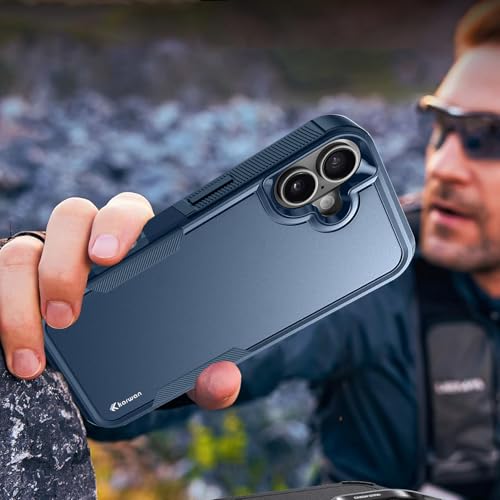 KARWAN Shockproof Back Case Cover Compatible with iPhone 16, Heavy Duty Case with 360 Degree Camera Protection, Dual Layer Rugged Bumper Protection Cover with Matte Finish (Blue) - Image 5