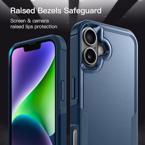 KARWAN Shockproof Back Case Cover Compatible with iPhone 16, Heavy Duty Case with 360 Degree Camera Protection, Dual Layer Rugged Bumper Protection Cover with Matte Finish (Blue) - Image 4