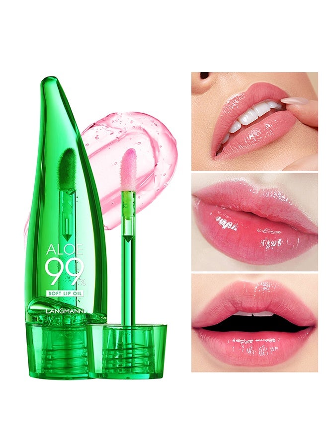 LANGMANNI Aloe  Lip Oil Magic Color Changing Lipstick Gift Set Long Lasting Nutritious Lip Oil Kit Lips Moisturizer Aloe Vera Lip Stick Color Change Lip Gloss Mood Lipstick Lips Shine Primer Lip Balm 2PCS - Image 1