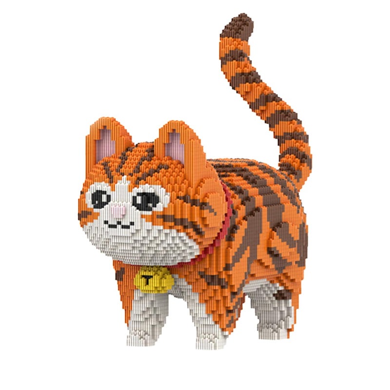 HONLANCH Animal Orange Striped Bell Cat Micro Building Blocks Set8000PCS Gift for Adult and Kid - Image 2