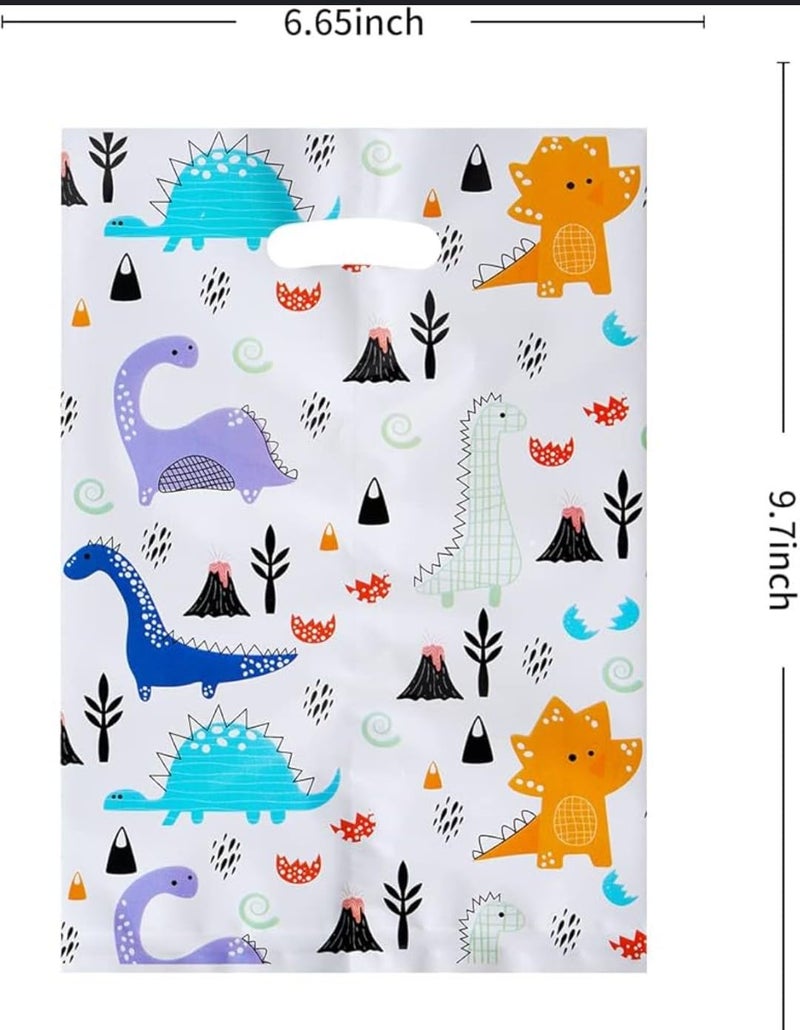 VRB Dec 24 قطعة أكياس فويل غودي، أكياس هدايا للعودة لعيد ميلاد الأطفال، أكياس هدايا العودة لحفلة عيد الميلاد للأولاد والبنات، أكياس هدايا ملونة (24 قطعة تصميم ديناصور) - Image 2