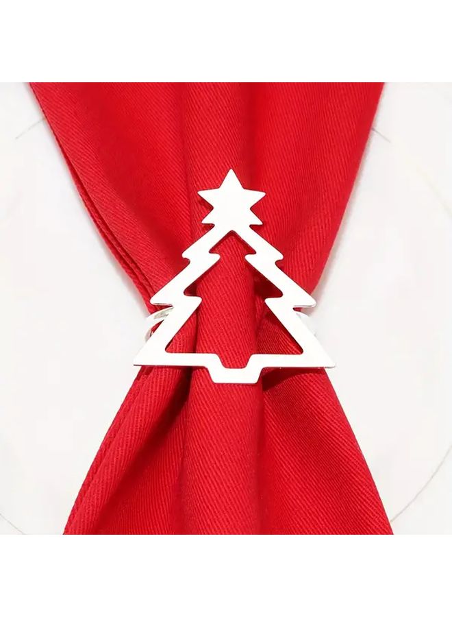 8 Pcs Silvery Christmas Tree Napkin Rings Set Festive Holiday Table Decor - Image 5