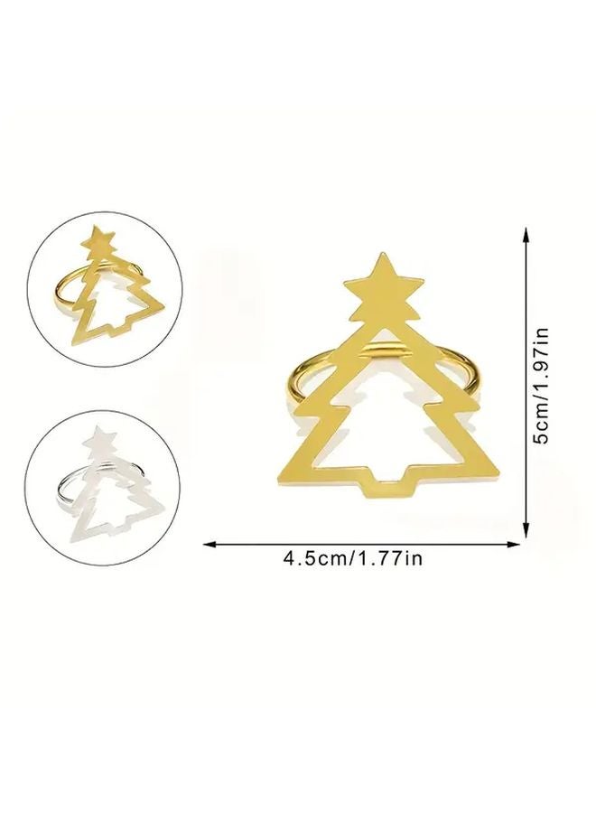 8 Pcs Silvery Christmas Tree Napkin Rings Set Festive Holiday Table Decor - Image 3