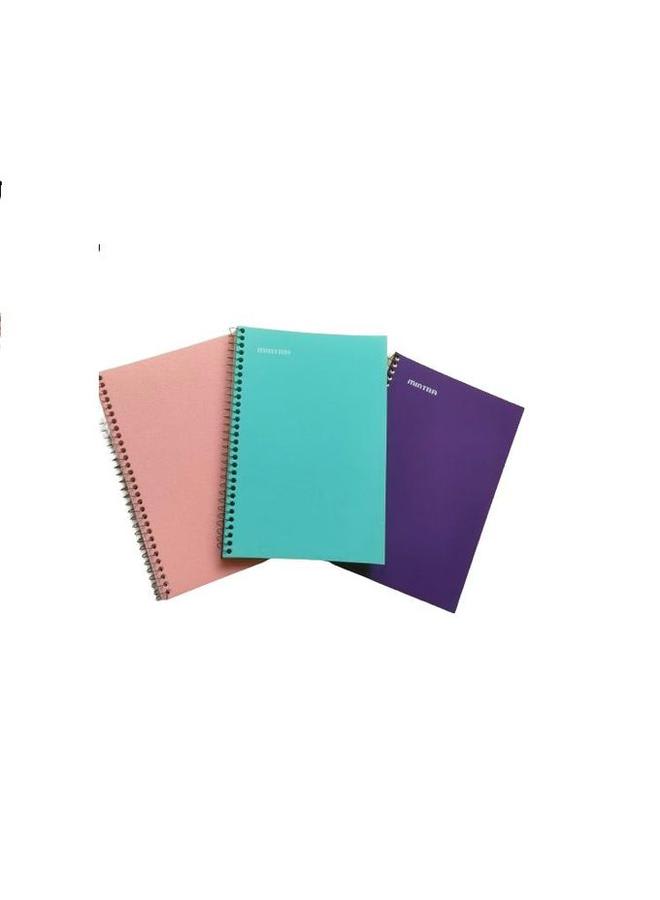 Set of 3 notebooks, 80 sheets each, white lined paper, with a plastic cover, from Mintra