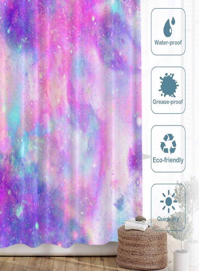 Batmerry Galaxy Pink Purple Decorative Shower Curtain, Pink Pastel Unicorn Marble Galaxy Print Seamless Pattern in Cute Long Wide with Rust Proof Grommets for Bathroom Waterproof Washable - Image 3
