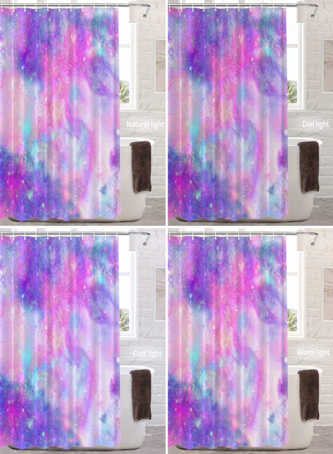 Batmerry Galaxy Pink Purple Decorative Shower Curtain, Pink Pastel Unicorn Marble Galaxy Print Seamless Pattern in Cute Long Wide with Rust Proof Grommets for Bathroom Waterproof Washable - Image 4
