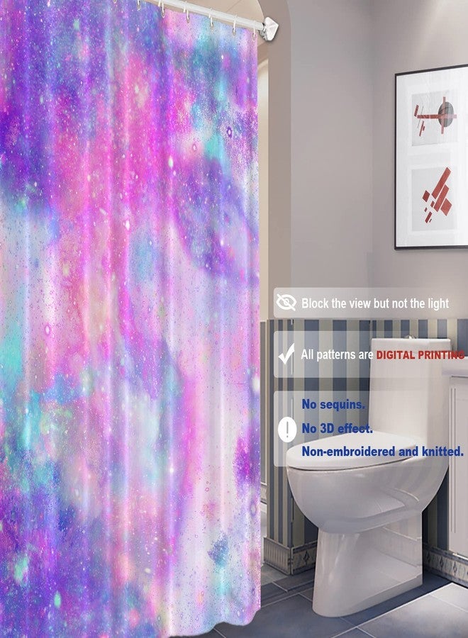 Batmerry Galaxy Pink Purple Decorative Shower Curtain, Pink Pastel Unicorn Marble Galaxy Print Seamless Pattern in Cute Long Wide with Rust Proof Grommets for Bathroom Waterproof Washable - Image 2