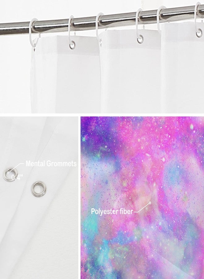 Batmerry Galaxy Pink Purple Decorative Shower Curtain, Pink Pastel Unicorn Marble Galaxy Print Seamless Pattern in Cute Long Wide with Rust Proof Grommets for Bathroom Waterproof Washable - Image 5