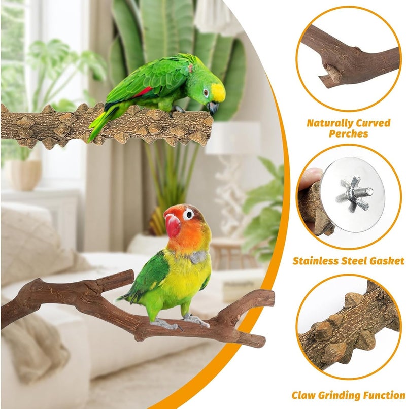 Kathson 5pcs Natural Parrot Perch for Cage Wooden Bird Perches Grape Bird Stick Parakeet Climbing Standing Branches Toy Chewable Cage Accessories for Small Budgies Cockatiels Lovebirds Budgies - Image 5