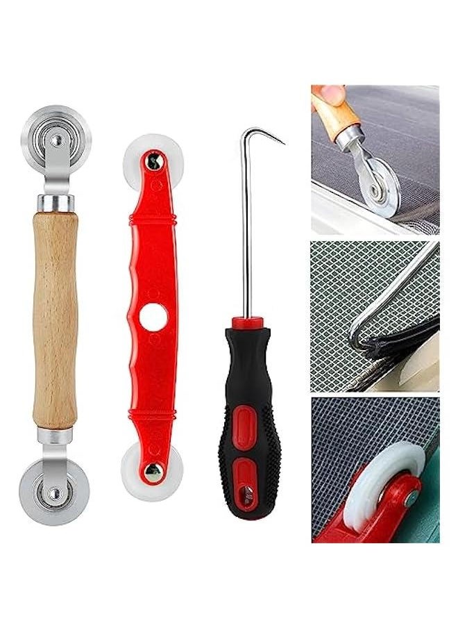 Generic - Screen Roller Tool Window Screen Door Repair Kit 3PCS Screen Rolling with Bearing Spline Tools Screen Repair Tool Spline Roller for Installing Door Screen Window - Image 1