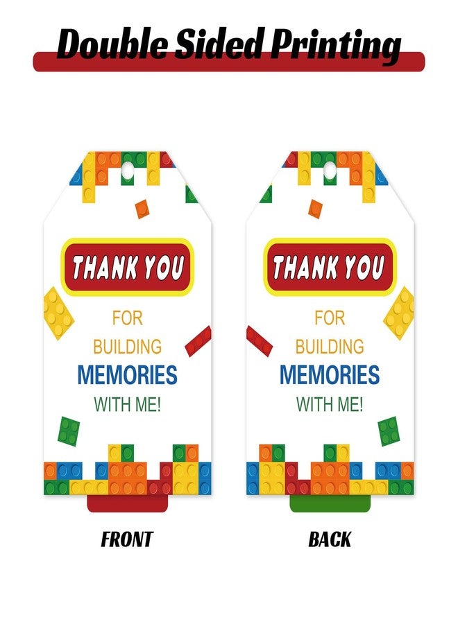 BOBYIYI 50pcs Building Blocks Thank You Tags Birthday Building Block Party Favors Gift Tag with Double sided - Image 3
