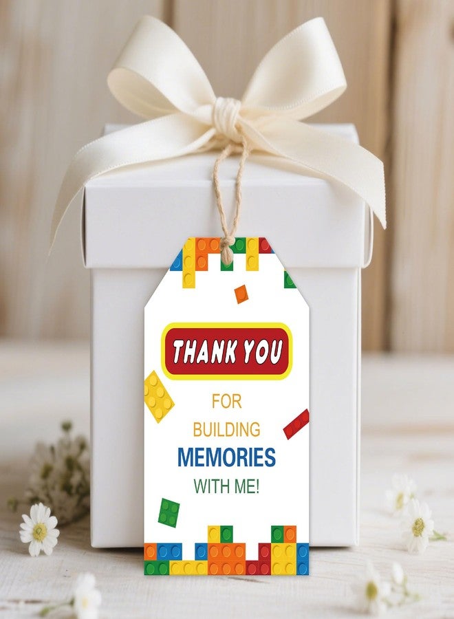 BOBYIYI 50pcs Building Blocks Thank You Tags Birthday Building Block Party Favors Gift Tag with Double sided - Image 5