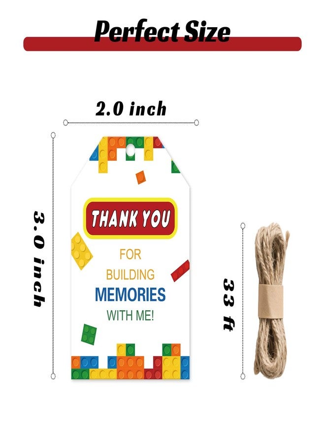 BOBYIYI 50pcs Building Blocks Thank You Tags Birthday Building Block Party Favors Gift Tag with Double sided - Image 2