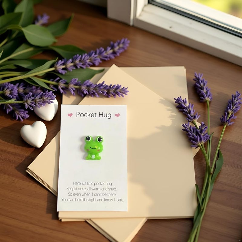 Fansoftiks Pocket Hug Frog Token and Heart with Cards,Adorable Thinking of You Gift, Encouragement Card Set for Friends/Family | Frog Ornaments, Inspirational Support Keepsake Gift - Image 2