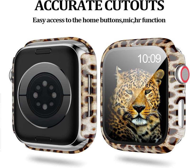 Cuteey 12 Pack Case with Tempered Glass Screen Protector for Apple Watch 44mm Series 6/SE/Series 5/Series 4,Full Matte Leopard Cow Pattern PC Cover for Iwatch 44mm Accessories (12 Colors, 44mm) - Image 3