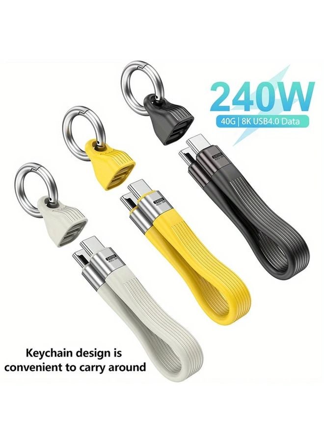240W كابل USB C بسلك مسطح للشحن السريع ونقل بيانات 40GB باللون الأبيض - Image 4