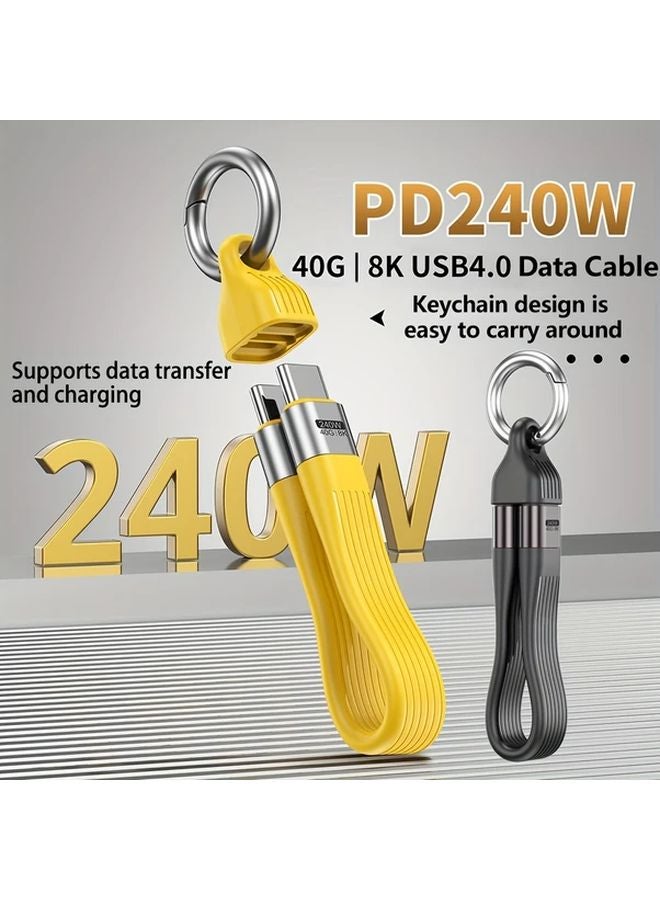 240W كابل USB C بسلك مسطح للشحن السريع ونقل بيانات 40GB باللون الأبيض - Image 2
