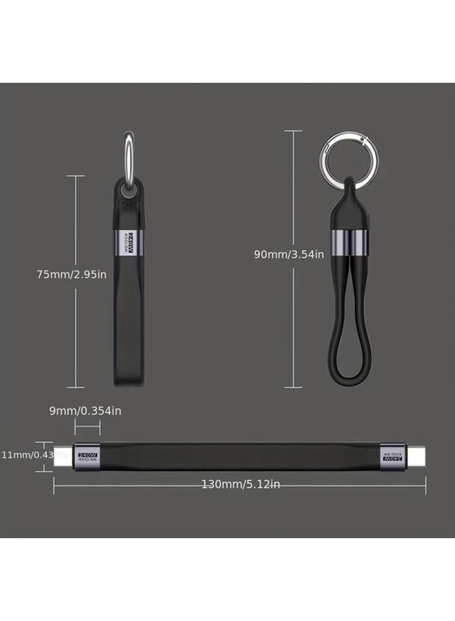 240W كابل USB C بسلك مسطح للشحن السريع ونقل بيانات 40GB باللون الأبيض - Image 3
