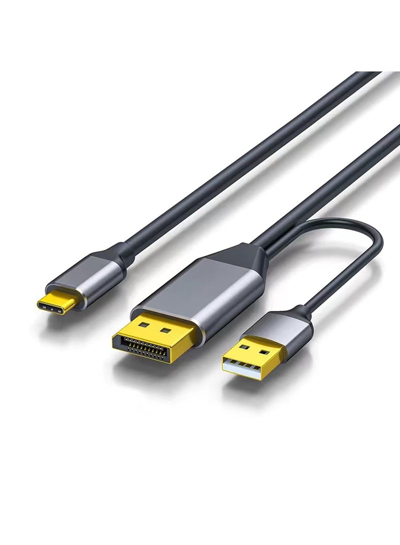 Excefore DisplayPort to USB C Cable 6.6ft 4K@60Hz with USB Cable Adapter,DP Male to Type-C Male Converter Support Touch with Nreal Air VR, MacBook Pro/Air 2020/2018, iPad Pro/Air, XPS - Image 1