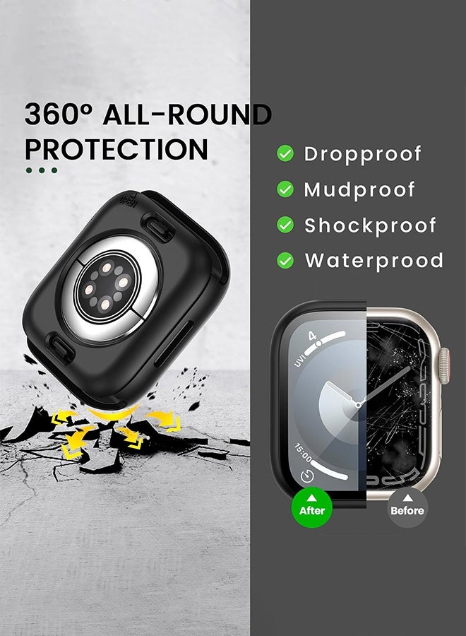SUNDAREE Apple Watch Series 10 46mm with Tempered Glass Screen Protector, Full Coverage Bumper Cover for iWatch Case 46mm Black - Image 4