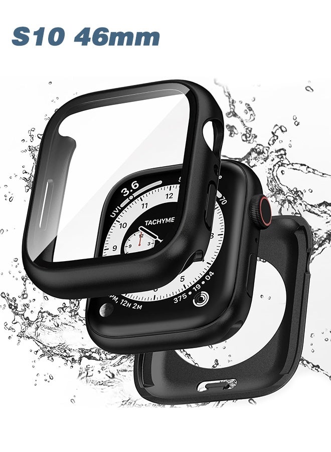 SUNDAREE Apple Watch Series 10 46mm with Tempered Glass Screen Protector, Full Coverage Bumper Cover for iWatch Case 46mm Black - Image 1