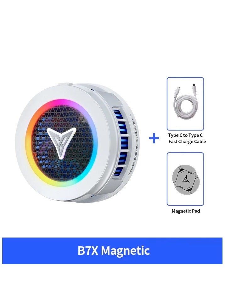 Flydigi B7X Magnetic Cellphone Cooler, Powerful 27W Intelligent Frequency Conversion Temperature Control, Prevent Condensate, Larger 36x36mm Cooling Area, Portable Cooling Fan for Phone/Tablet/Ipad