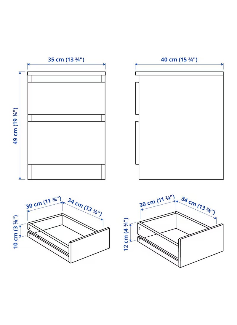 Chest of 2 Drawers Extra Storage Solution Beside Table Particleboard & Fibreboard Black-Brown 35x49 cm - pzsku/Z3D27E4667A7AC5F62920Z/45/_/1723277683/b85dd89d-69d3-4126-9a57-85514f8165f2