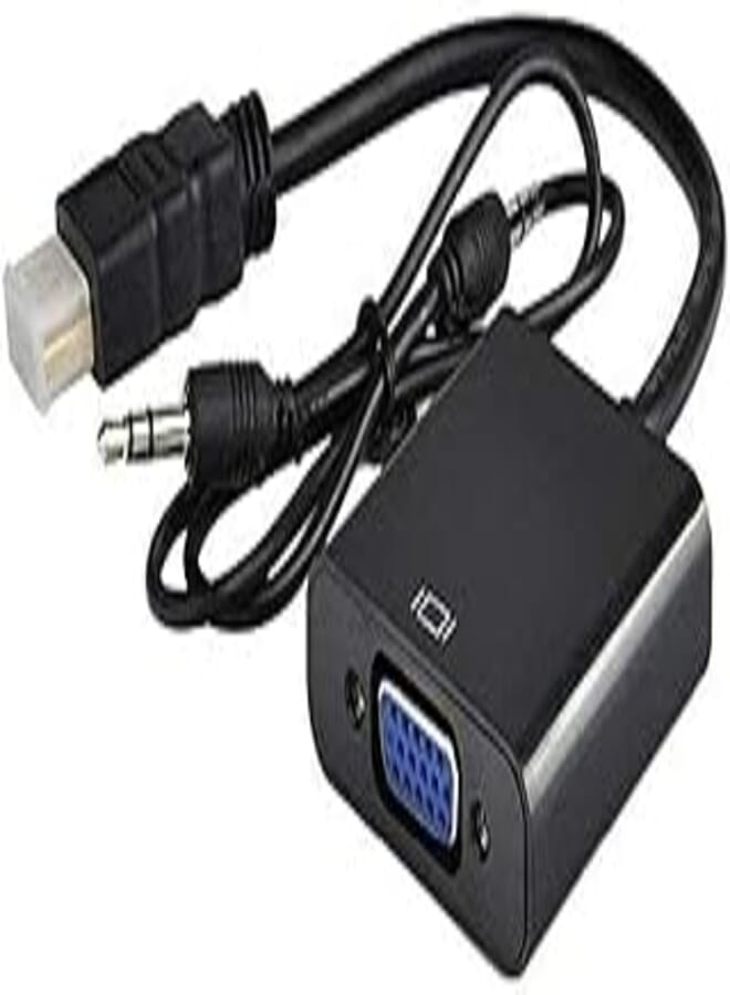 OR HDMI to Vga Converter Adapter 1080P with 3.5 mm Audio HD Video Cable Adapter for PC Desktops Laptops Power (Black)