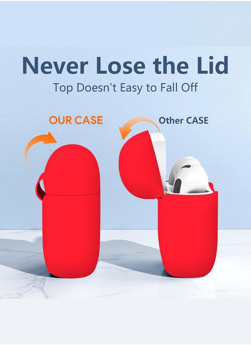 CATANES - ( for Airpods 4 2024 ) Case Soft Silicone Elegant Cover with Keychain / Red Color - Image 1