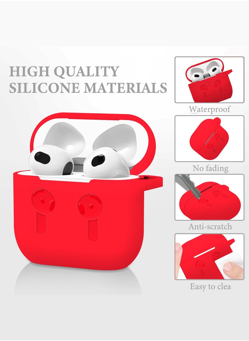 CATANES - ( for Airpods 4 2024 ) Case Soft Silicone Elegant Cover with Keychain / Red Color - Image 1