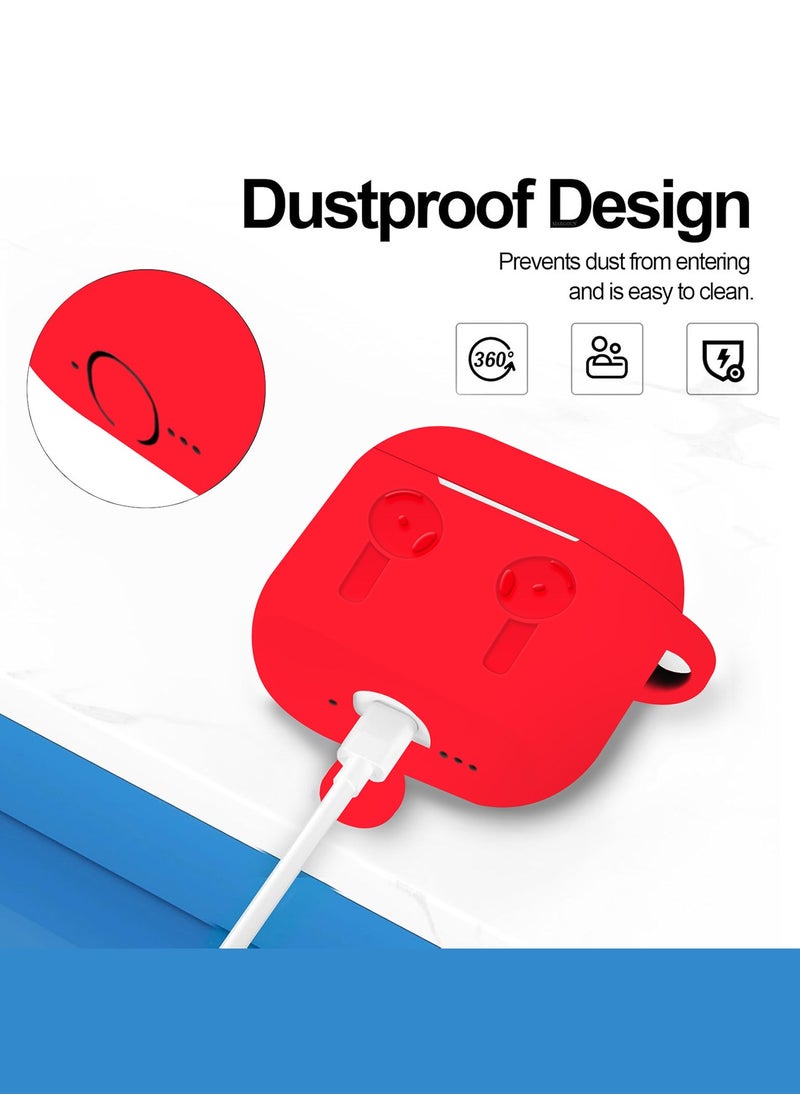 CATANES - ( for Airpods 4 2024 ) Case Soft Silicone Elegant Cover with Keychain / Red Color - Image 1