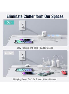 Usams Retractable Wall Charger, 35W PD Fast Charger Block with Type C Retractable Cable (31.5 inch) and Type C Ports, Portable Charger Adapter for iPhone 16/15 Pro Max/Galaxy/Pixel & More  - Image 5