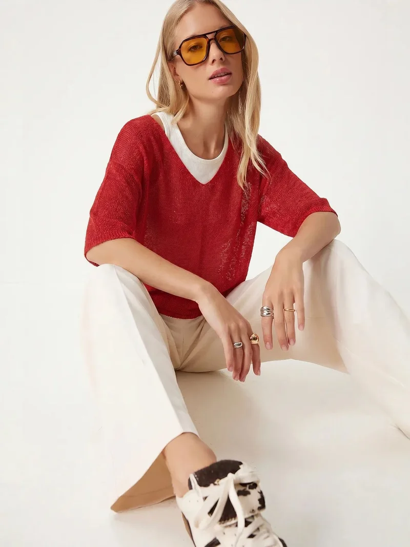 السعادة في إسطنبول ISTANBUL Women’s V-Neck Knit Top
