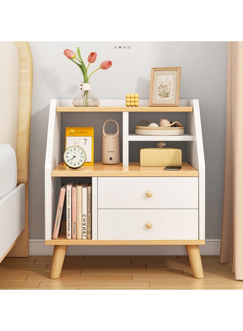 DubaiGallery Wooden Bedside Table with Drawer and Desk shelf for Bedroom Small Home Storage Cabinet - Image 1