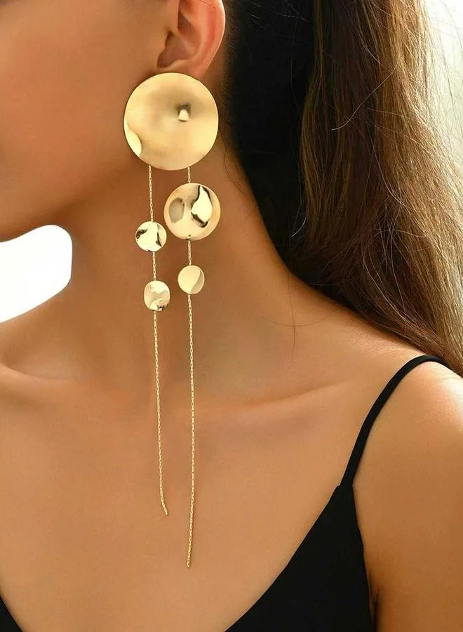 Take Two Take Two Long Circle Tassel Metal Earrings