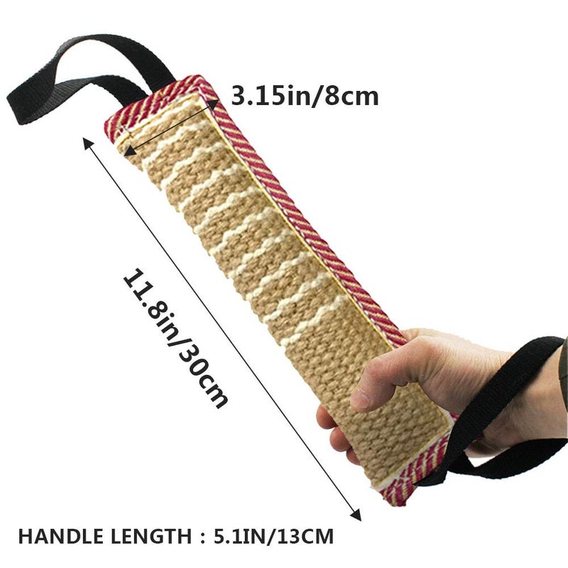 ToLanbbt Dog Tug Toy, Dog Bite Jute Pillow Pull Toy with 2 Strong Handles, Perfect for Tug of War, Puppy Training Interactive Play, Bite Training Toys for Medium to Large Dogs (Pink Yellow) - Image 2