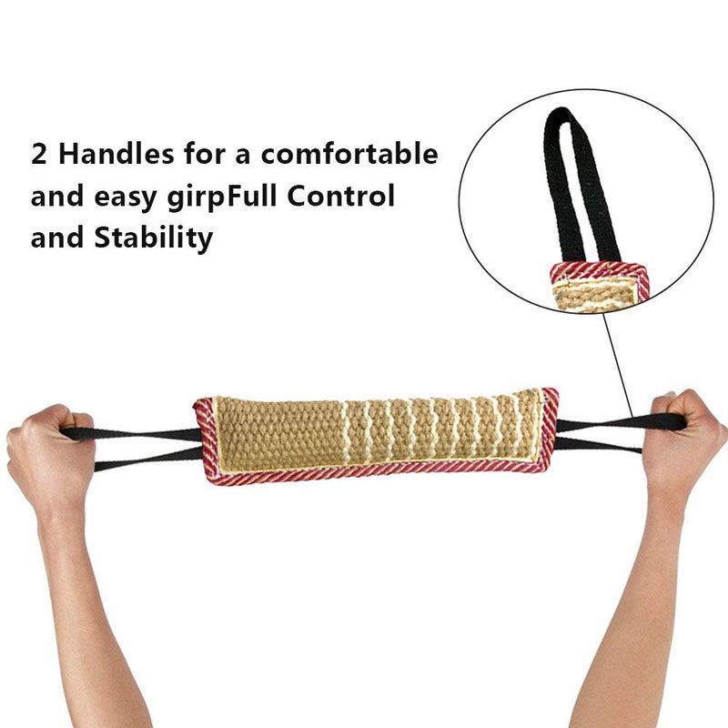 ToLanbbt Dog Tug Toy, Dog Bite Jute Pillow Pull Toy with 2 Strong Handles, Perfect for Tug of War, Puppy Training Interactive Play, Bite Training Toys for Medium to Large Dogs (Pink Yellow) - Image 5