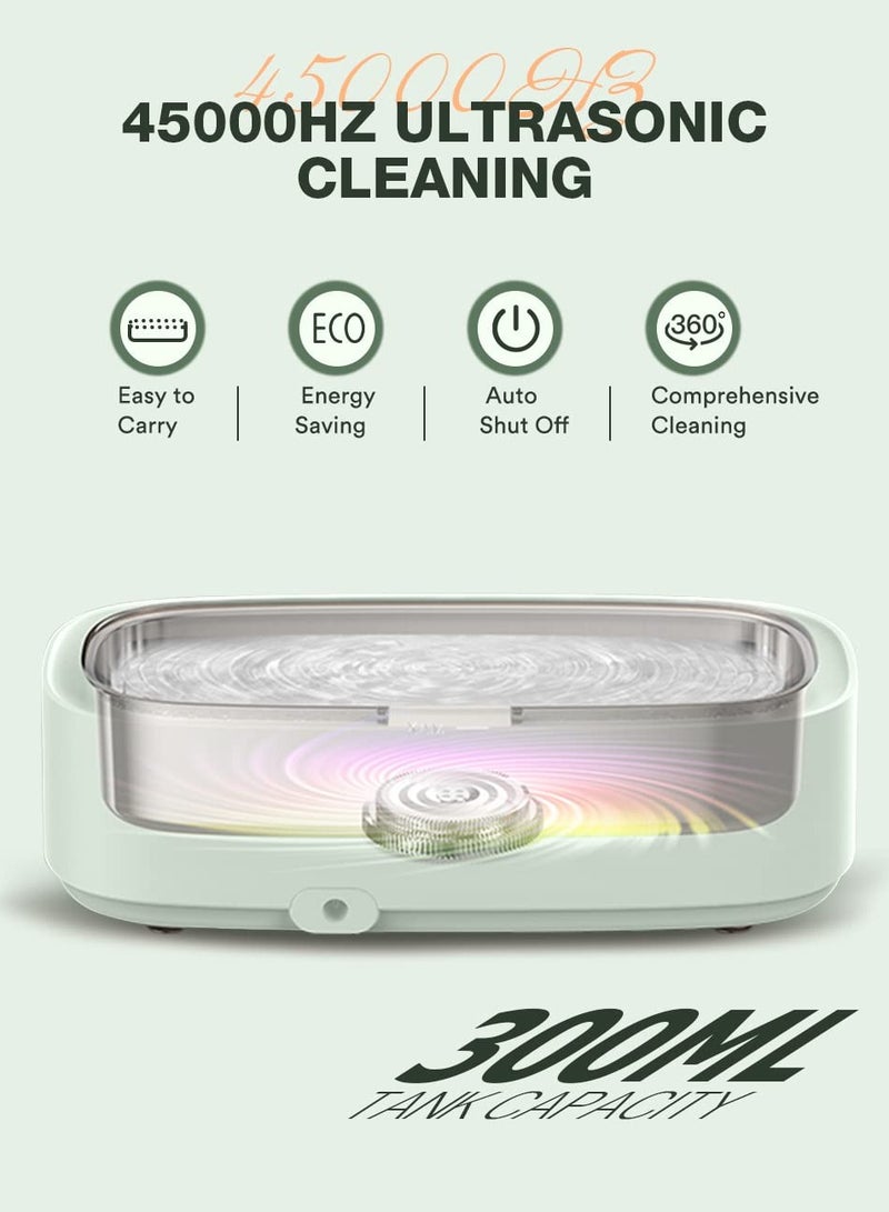 AROAQ Ultrasonic Jewelry Cleaner 300ml Professional Ultrasonic Cleaning Machine for All Jewelry-SUS 304 Tank 45kHz Portable Household Cleaner for Gold, Silver, Eyeglasses, Watches, Rings, Dentures - Image 4